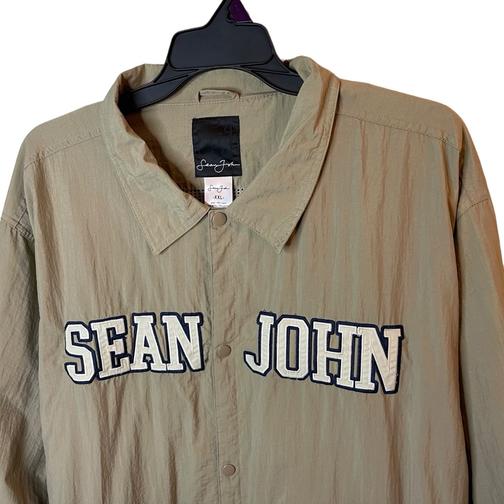 Sean John Jacket Men’s 2XL Beige Snap Buttons Hip Hop Streetwear Varsity - Picture 7 of 7